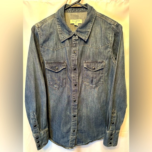 NILI LOTAN x Target Women's Western Snap Button Denim Collared Shirt Size M - Picture 1 of 11
